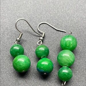 Green Angelita Earrings and Pendant Set Ston Beaded